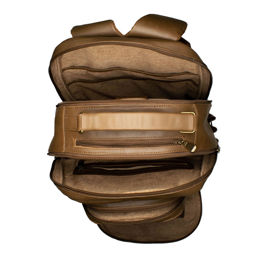 Oualichi Brown Full Grain Leather Backpack