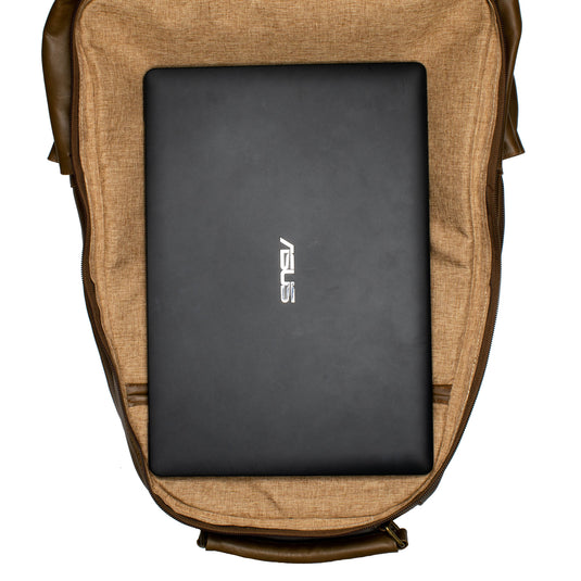 Oualichi Brown Full Grain Leather Backpack