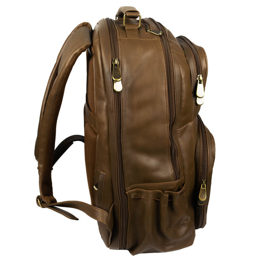 Oualichi Brown Full Grain Leather Backpack