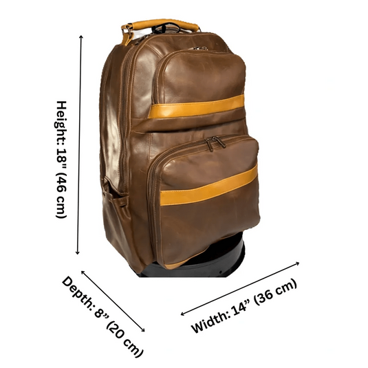 Oualichi Honey Full Grain Leather Backpack