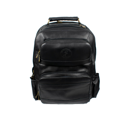 Soualiga Black Full Grain Leather Backpack - Medium