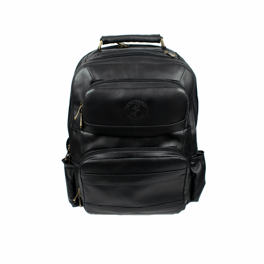 Soualiga Black Full Grain Leather Backpack - Medium