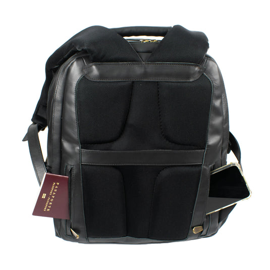 Soualiga Black Full Grain Leather Backpack - Medium