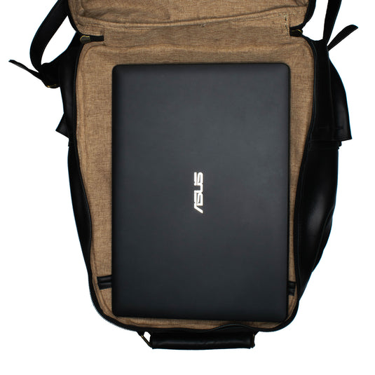 Soualiga Black Full Grain Leather Backpack - Medium