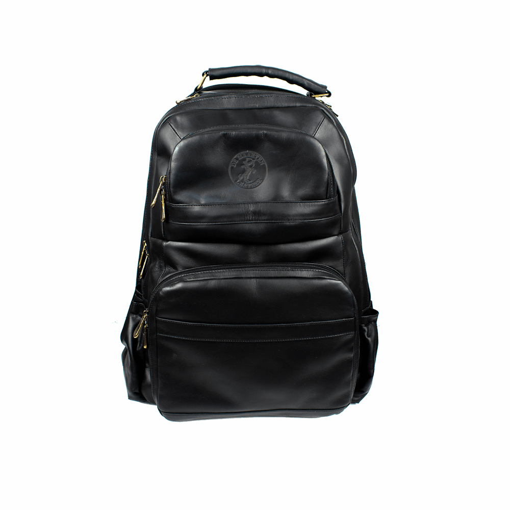 Soualiga Black Full Grain Leather Backpack