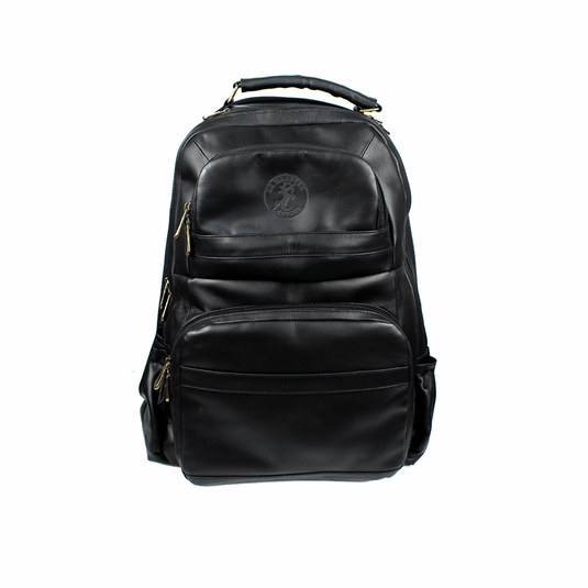 Soualiga Black Full Grain Leather Backpack