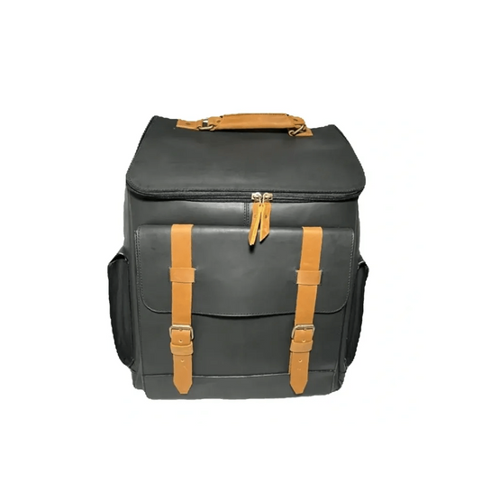 Saba Black Full Grain Leather Backpack