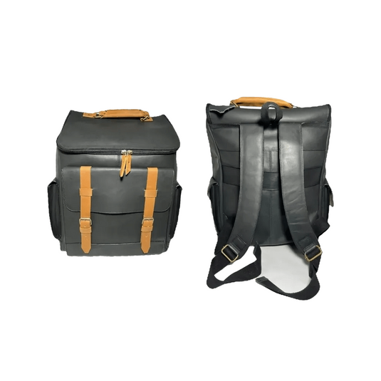 Saba Black Full Grain Leather Backpack