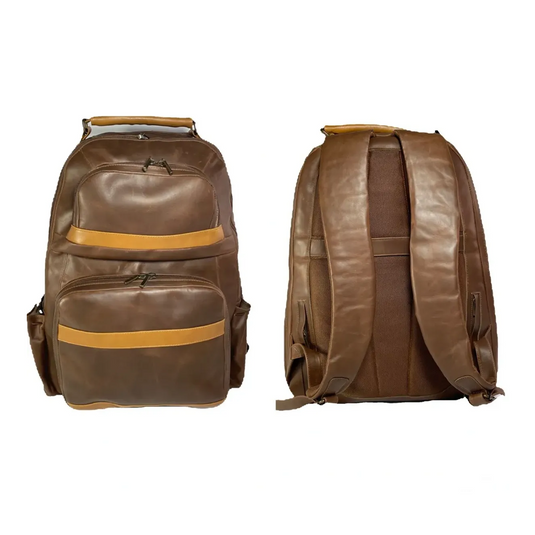 Oualichi Honey Full Grain Leather Backpack