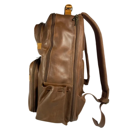 Oualichi Honey Full Grain Leather Backpack