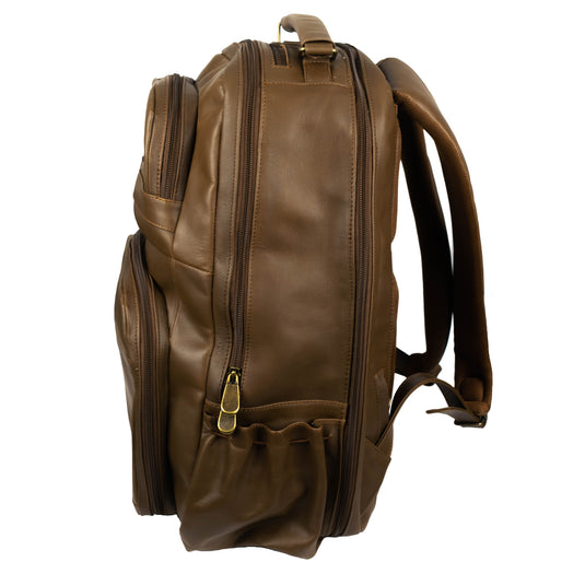 Oualichi Brown Full Grain Leather Backpack