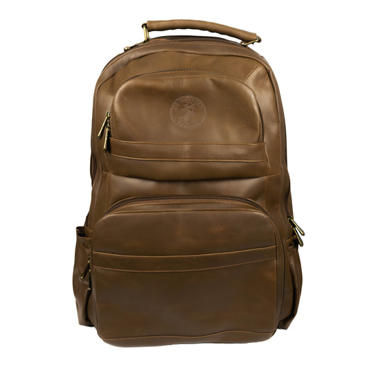Oualichi Brown Full Grain Leather Backpack