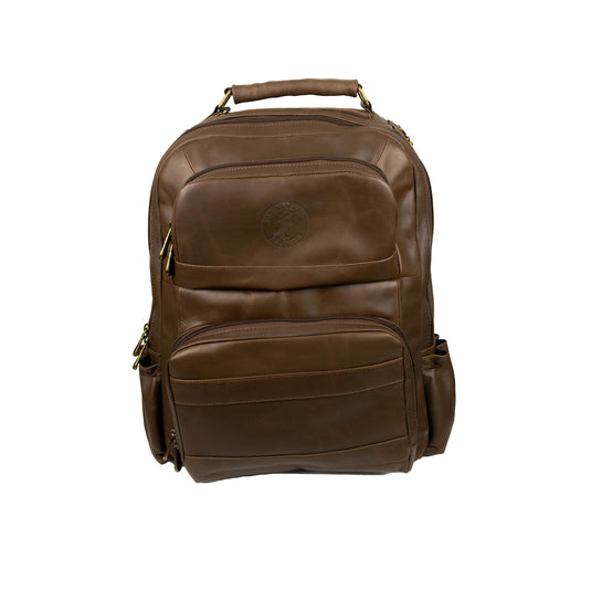 Oualichi Brown Full Grain Leather Backpack - Medium