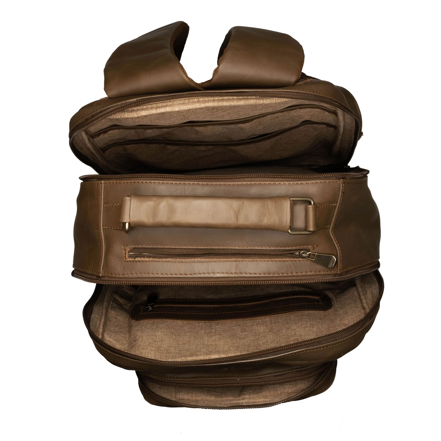 Oualichi Brown Full Grain Leather Backpack - Medium