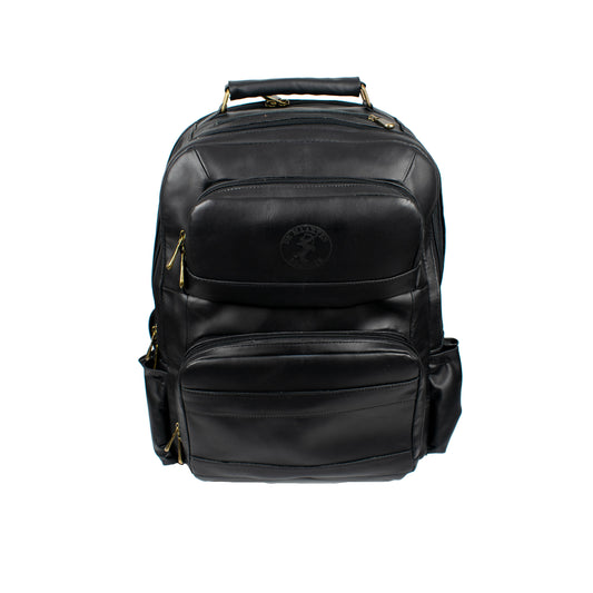 Soualiga Black Full Grain Leather Backpack - Medium