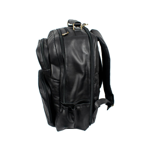 Soualiga Black Full Grain Leather Backpack - Medium