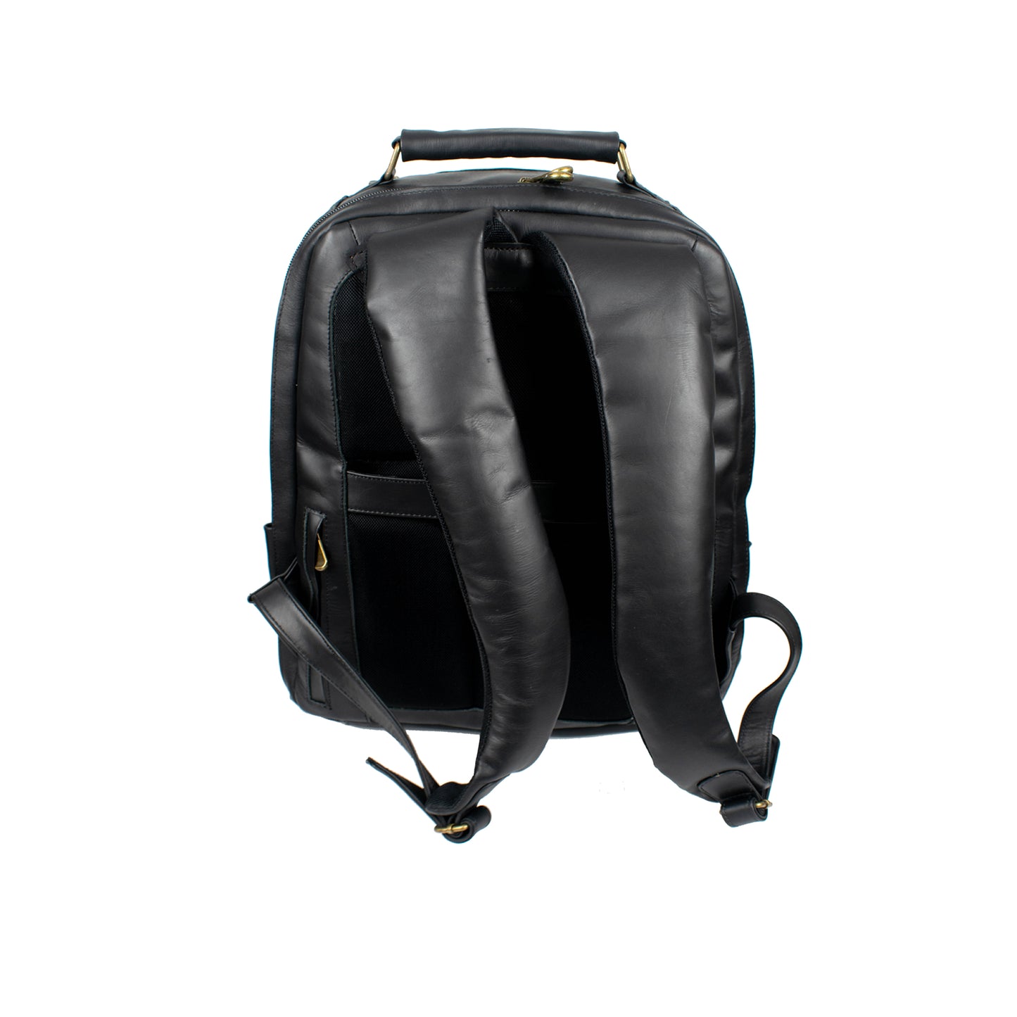 Soualiga Black Full Grain Leather Backpack - Medium