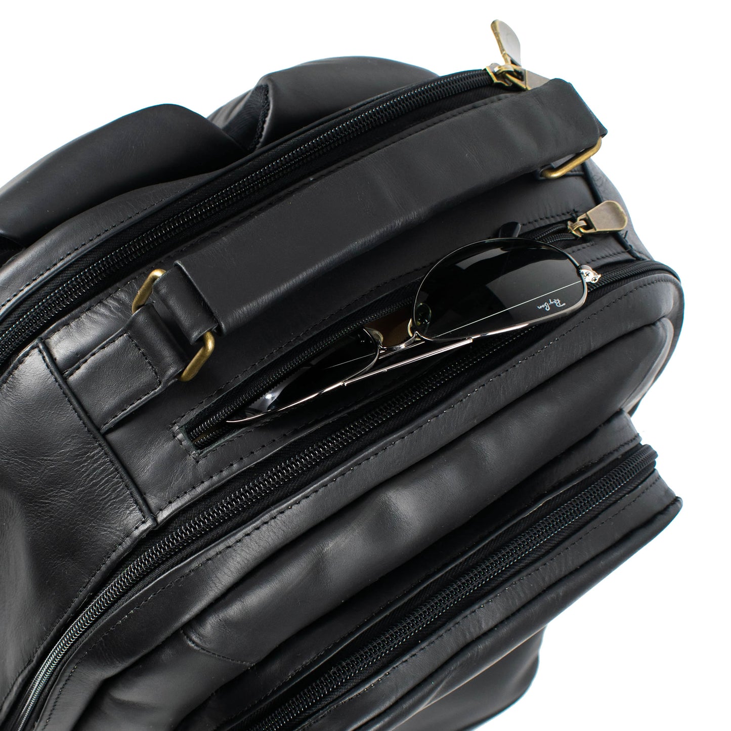 Soualiga Black Full Grain Leather Backpack - Medium