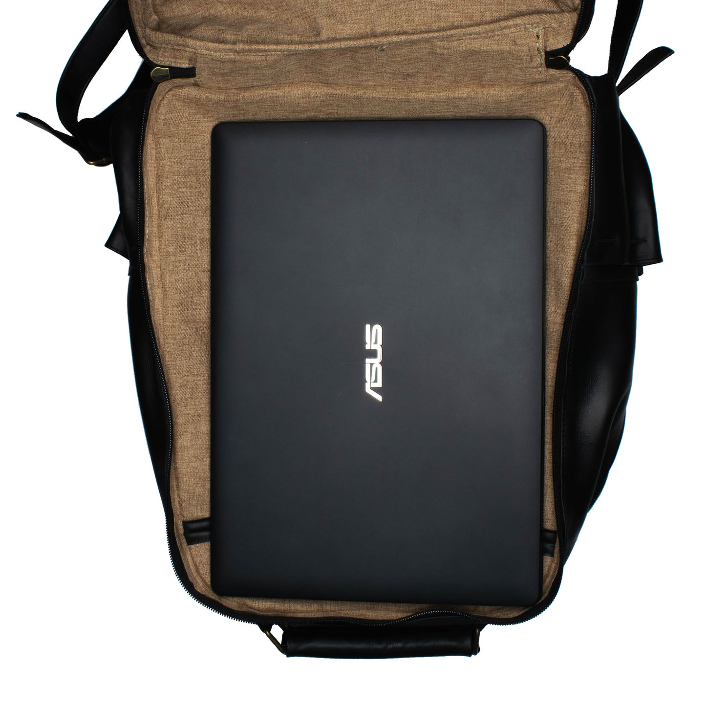 Soualiga Black Full Grain Leather Backpack - Medium