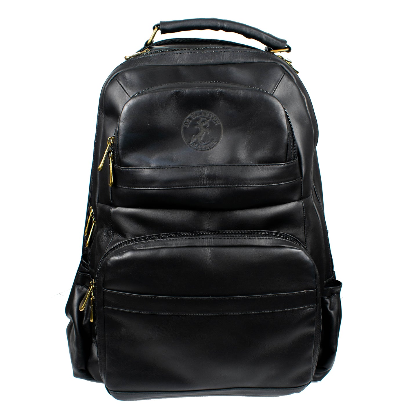 Soualiga Black Full Grain Leather Backpack
