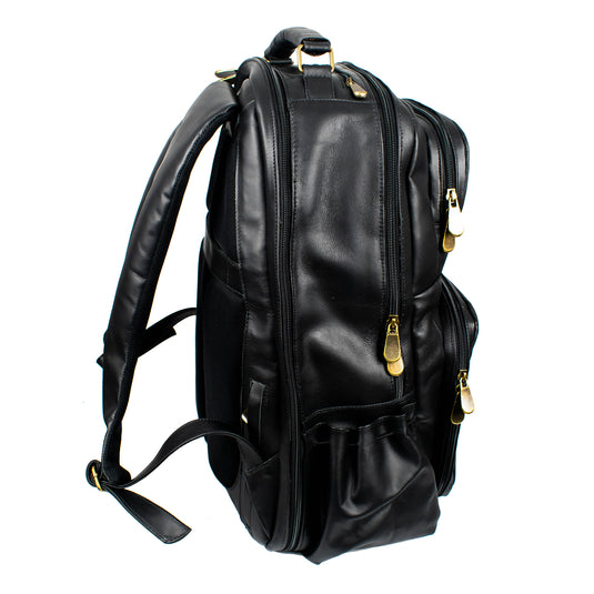 Soualiga Black Full Grain Leather Backpack
