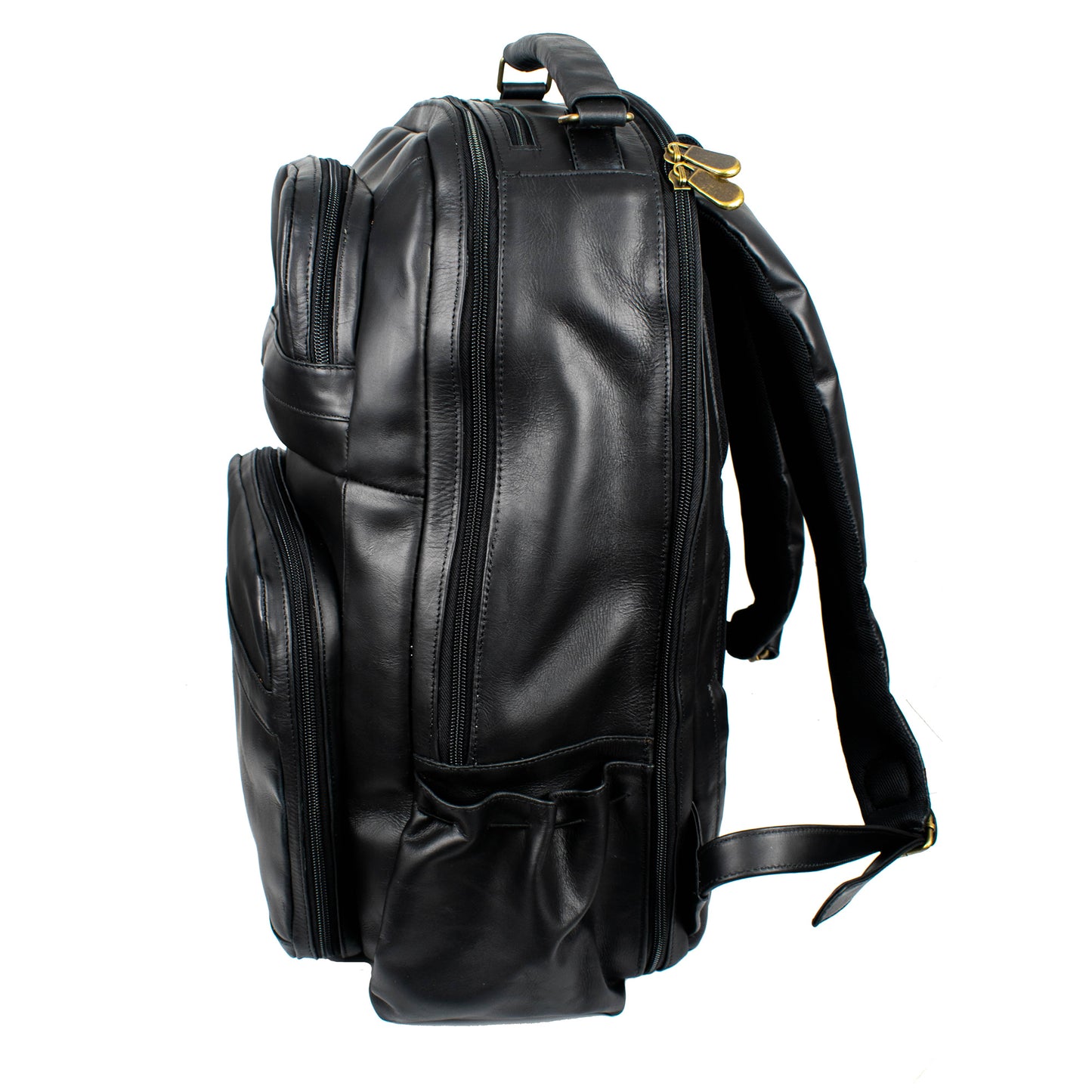 Soualiga Black Full Grain Leather Backpack