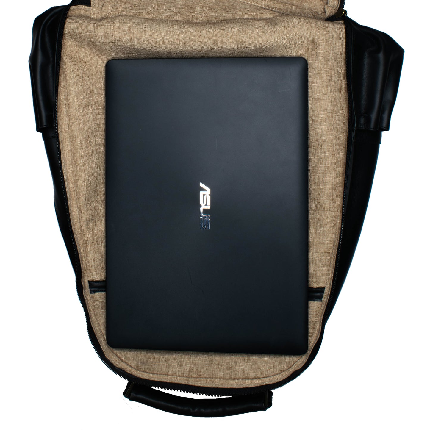 Soualiga Black Full Grain Leather Backpack