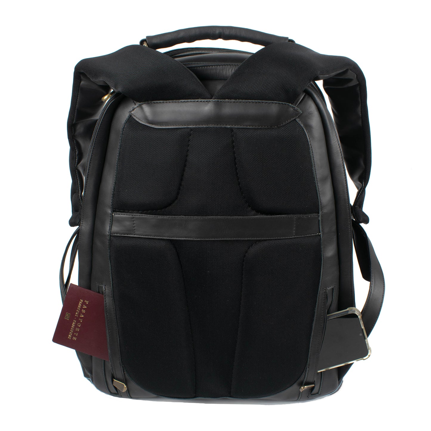 Soualiga Black Full Grain Leather Backpack