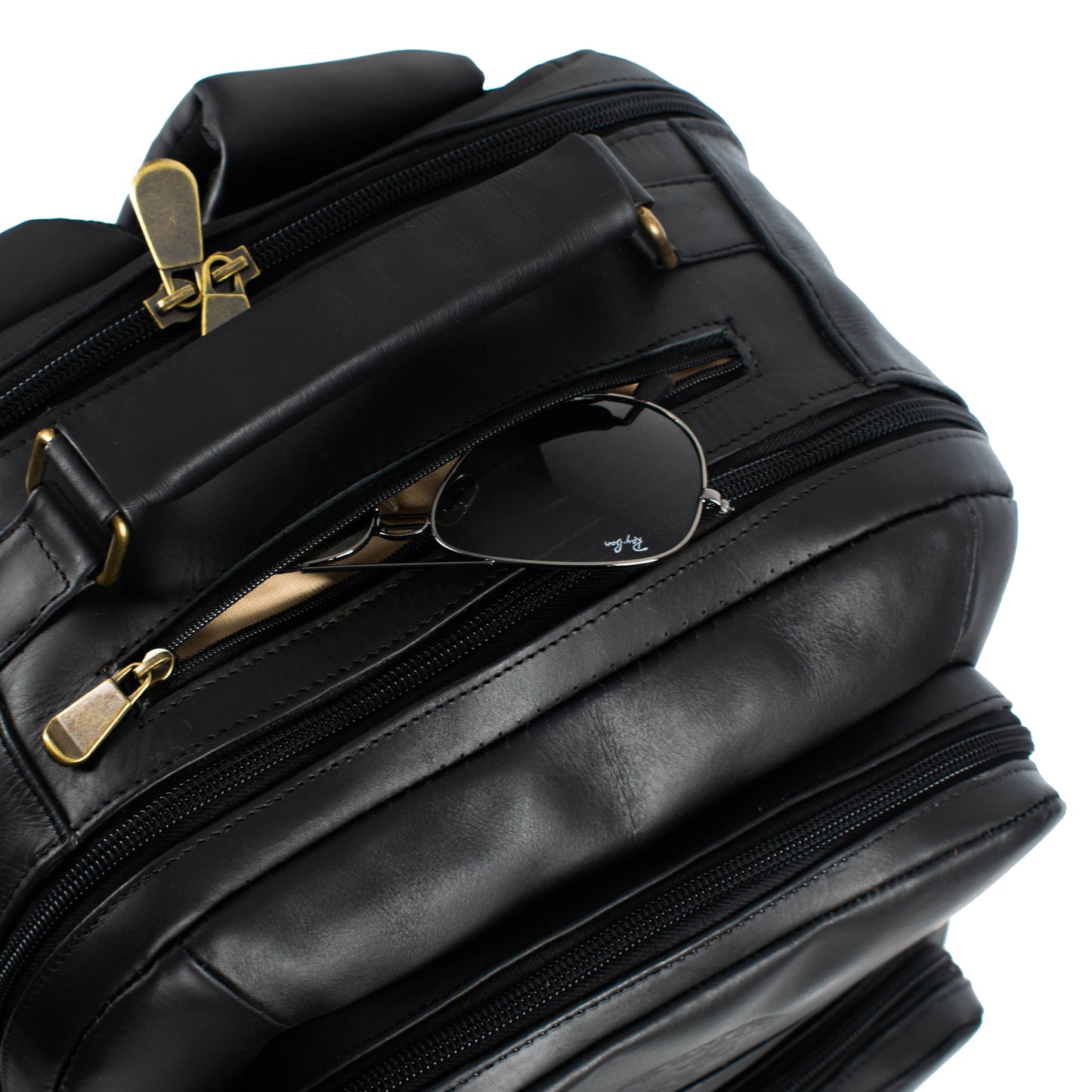 Soualiga Black Full Grain Leather Backpack