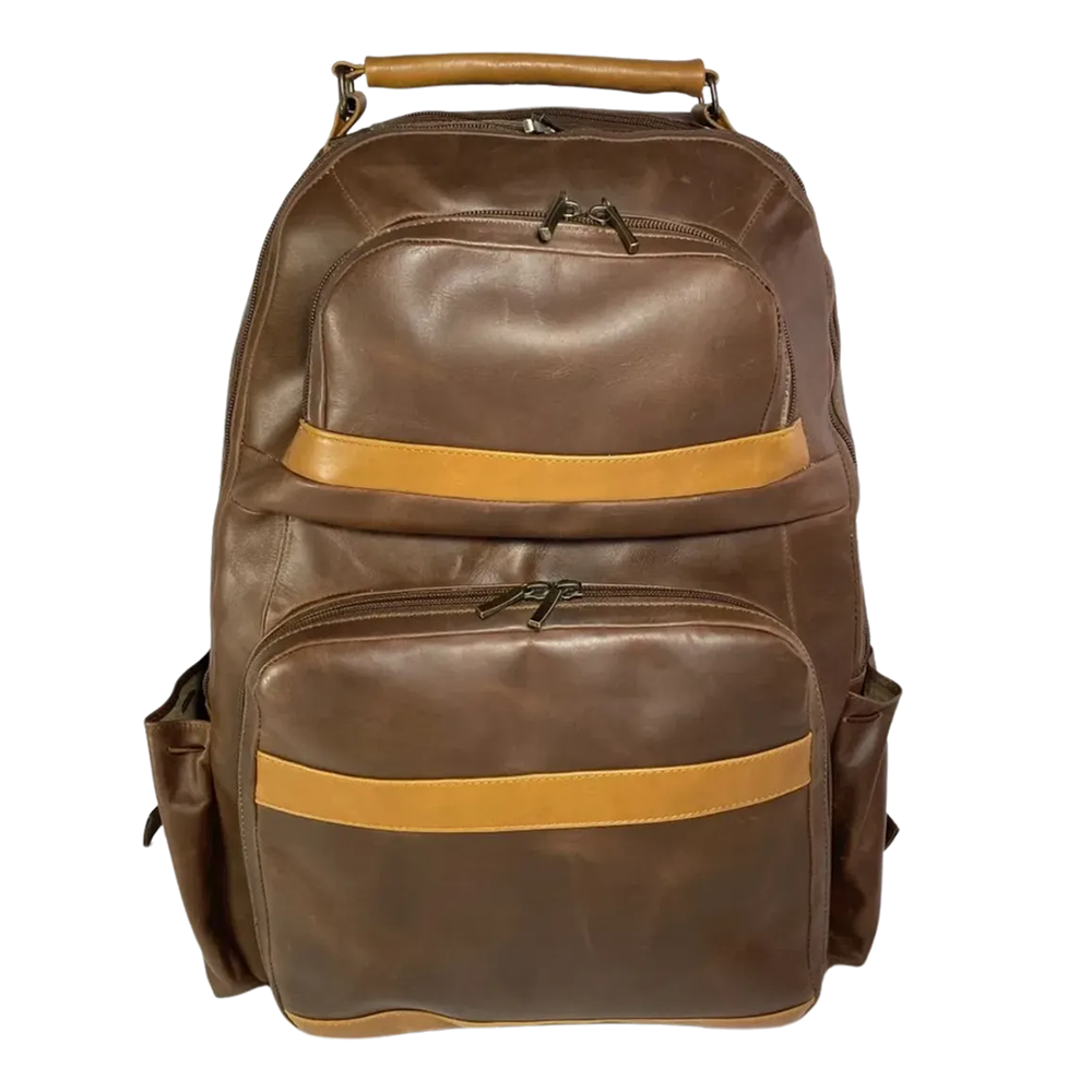 Oualichi Honey Full Grain Leather Backpack