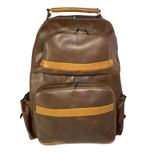 Oualichi Honey Full Grain Leather Backpack