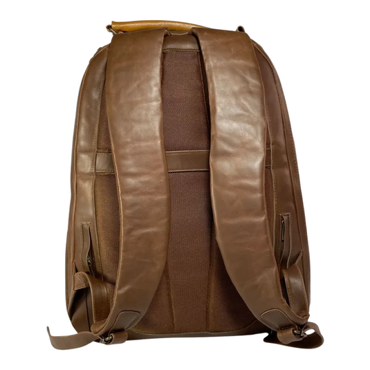 Oualichi Honey Full Grain Leather Backpack