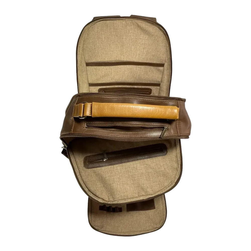 Oualichi Honey Full Grain Leather Backpack