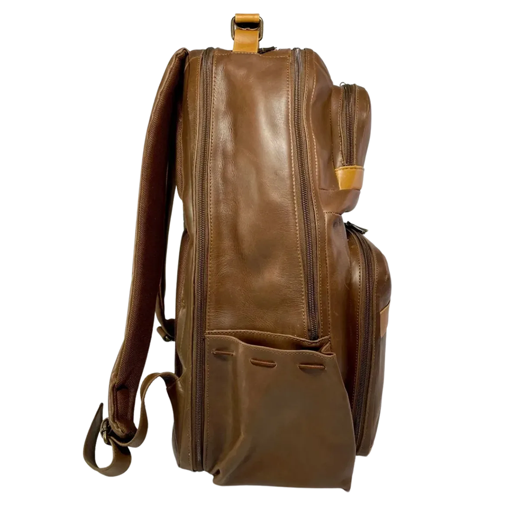 Oualichi Honey Full Grain Leather Backpack